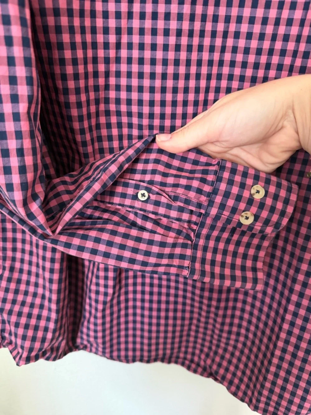 UNTUCKit Pink Gingham 100% Cotton Slim Fit Long-Sleeve Button Shirt Size L